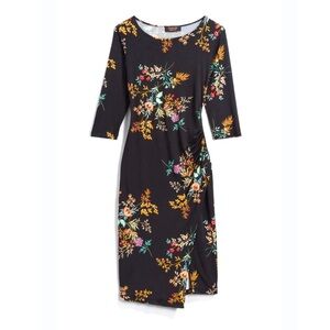 Verse black floral stretchy dress